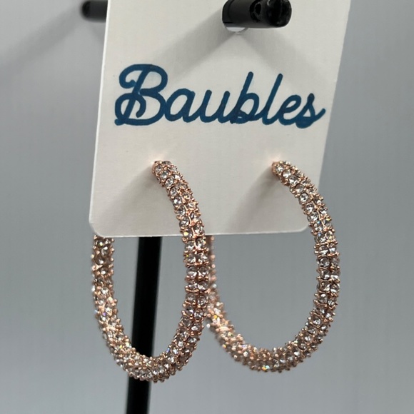 Baubles Rose Gold Hoops Austrian Crystals $12 EA or Bundle 3/$20 - Picture 5 of 6